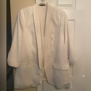 Express off white/cream oversized blazer with cropped sleeves